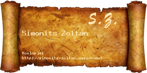 Simonits Zoltán névjegykártya